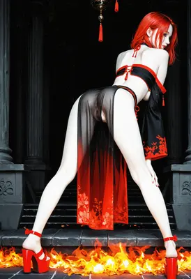 Fiery Crimson Elegance in Shadows