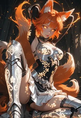 Radiant Fox Warrior in Gilded Armor