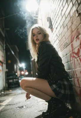 Nighttime Smoker in the Alleyway