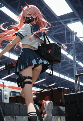 Tactical Schoolgirl at the Train Station