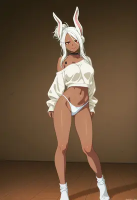 Casual Bunny Girl in White Sweater