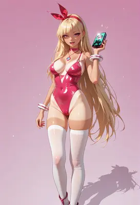 Blonde Bunny Girl With Digital Device