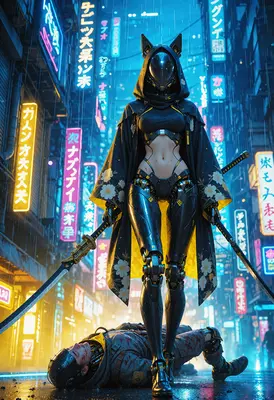 Cybernetic Assassin in Neon Rain