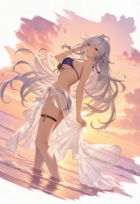 Silver Haired Beauty at Sunset Beach