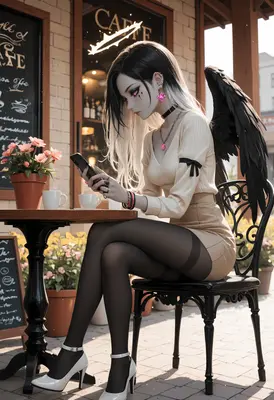 Fallen Angel Resting at Cafe