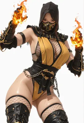 Female Scorpion Ninja Summoning Fire