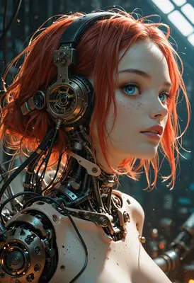 Cybernetic Android with Red Hair