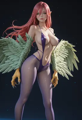 Ethereal Harpy with Pink Hair
