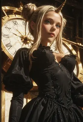 Unicorn Maiden Before the Golden Clock