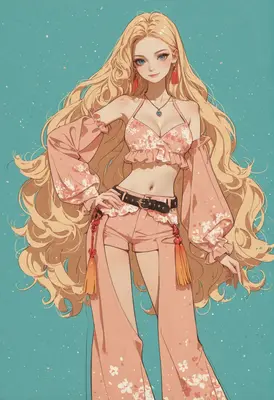 Elegant Blonde in Floral Summer Attire