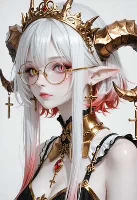 Ethereal Demon Queen with Golden Horns