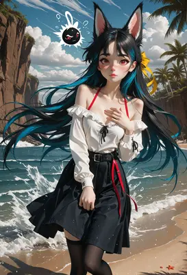Fox Girl on a Tropical Beach