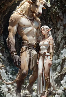 Minotaur Guardian and the Elf Maiden