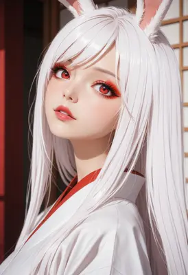 Ethereal Bunny Girl in Traditional Robes