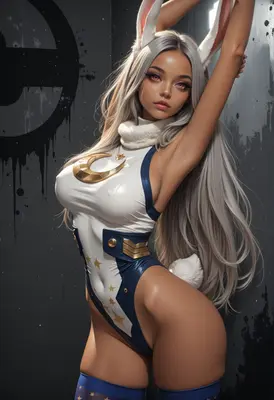 Celestial Bunny Girl in Latex Bodysuit