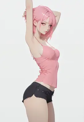 Pink Haired Girl In Summer Wear