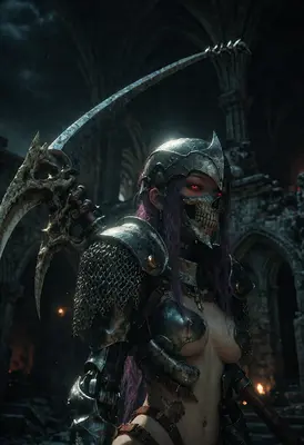 Dark Gothic Warrior with Bone Scythe