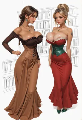 Elegant Victorian Style Library Duo