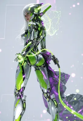 Neon Cybernetic Warrior in Green