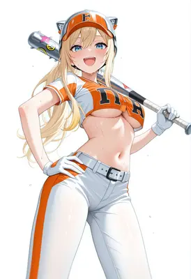 Energetic Blonde Baseball Player