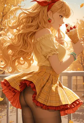Golden Autumn Strawberry Ice Cream Treat