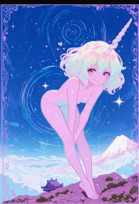 Celestial Unicorn Girl Under Starlit Skies