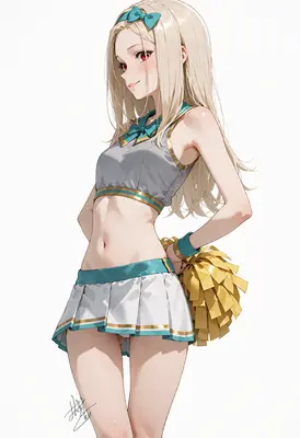 Blonde Cheerleader with Red Eyes