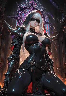 Blindfolded Warrior in Gothic Cathedral