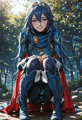 Blue Haired Knight Resting in Forest