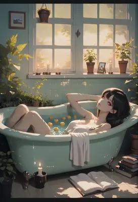 Relaxing Lemon Bath in Sunlit Room