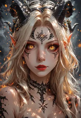 Ethereal Demon Queen with Golden Eyes
