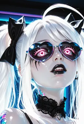 Cyber Goth Girl with Heart Glasses