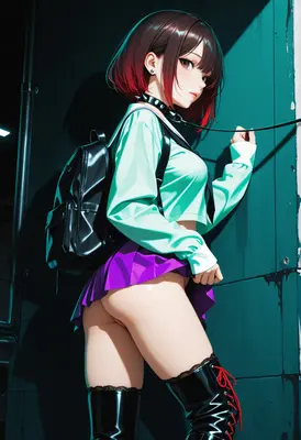 Anime Girl With Backpack and Choker