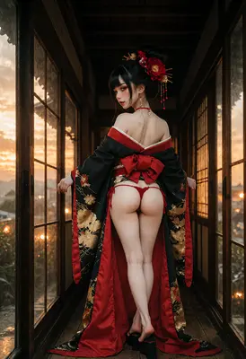 Geisha in Sunset Corridor