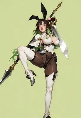 Warrior Bunny Girl with Dual Blades