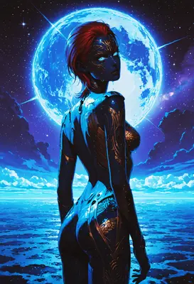 Celestial Cyborg Under The Midnight Moon
