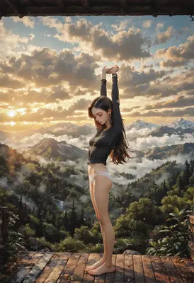 Morning Stretch Above The Clouds