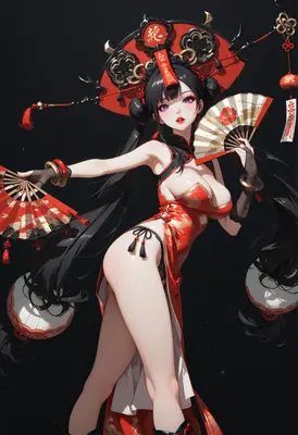 Elegant Dancer in Red Traditional Attire