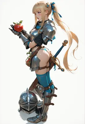 Blonde Knight Holding A Fresh Tomato