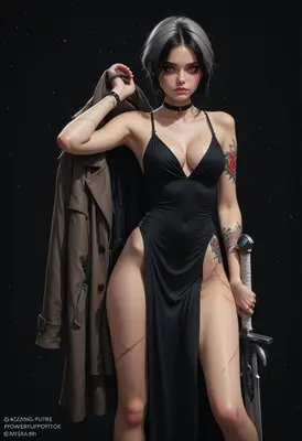 Scarred Warrior in a Dark Dress