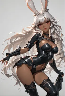 Sleek Dark Bunny Girl Warrior