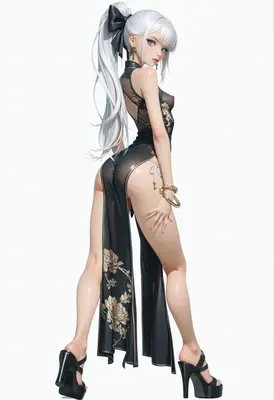 Ethereal Beauty in Sheer Qipao