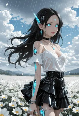 Cyborg Maiden in a Daisy Field