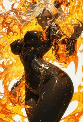 Fiery Succubus in Obsidian Armor