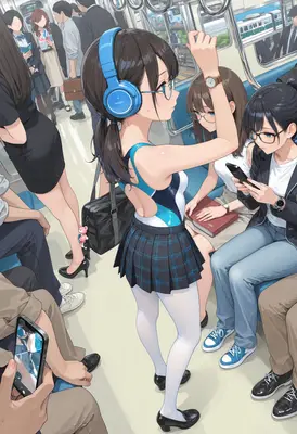 Commuter Train with Anime Girl