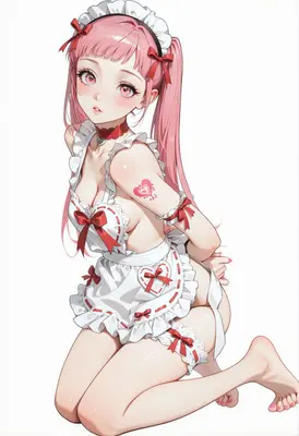 Cute Pink Haired Maid in Frills