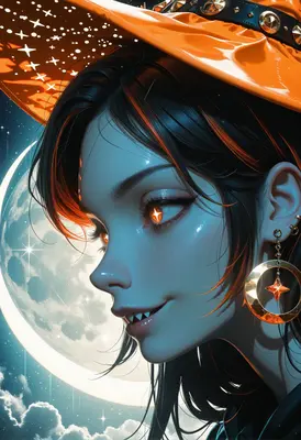 Mystical Witch Under the Glowing Moon