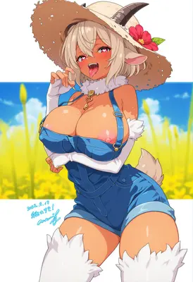 Sun-Kissed Goat Girl in Overalls