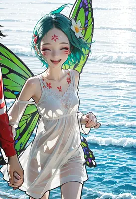 Joyful Butterfly Fairy at the Beach