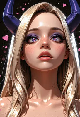 Ethereal Demon Girl with Starry Eyes